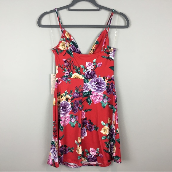 Mini dress twist front red S spaghetti strap - Picture 3 of 3